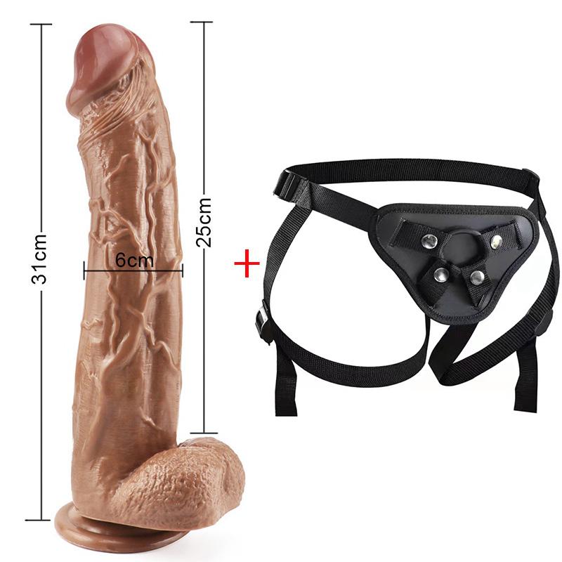 MoDi Strap On Dildo Pene realistico Morbido cazzo enorme Strapon Ventosa Giocattoli del sesso anale per le donne Masturbazione lesbica