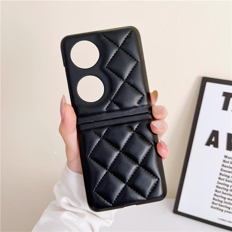 Applicable to Huawei P50 Pocket rhombus leather case, mobile phone case up and down folding screen PU hard case protective case, Japan and South Korea