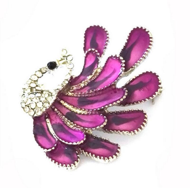 Korean Style Zircon Blue Sparrow Brooch Love Corsage Pin 363-3 фиолетовый