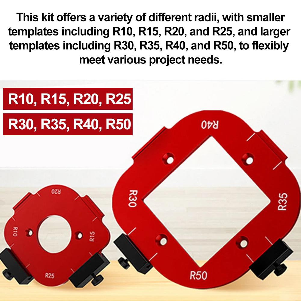 Aluminum Woodworking Radius Jig Set 2 Sizes Corner Rounding Template R10-R50 | Precision Router Guide for Cabinet Wardrobe Arc