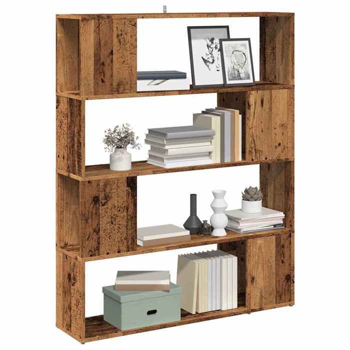 VidaXL Bibliothèque/Séparateur de pièce vieux bois 100x24x124,5 cm, séparation de pièce, cloison de pièce, armoire à livres, 856744