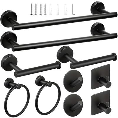 Bathroom Accessory Set Adhesive Towel Rings Robe Hook Wall Mounted Toilet Paper Holder Hardware Kitchen Towel Rod