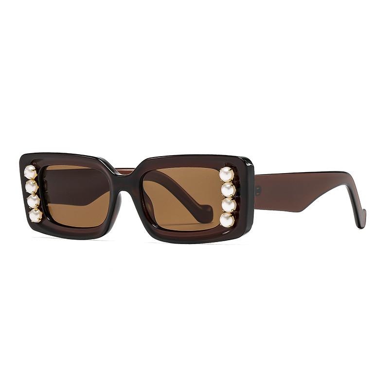 

Pearl Eyewear For Women Square Design Uv400 Sun Block Fashionable Outdoor Accessory Tea Frame