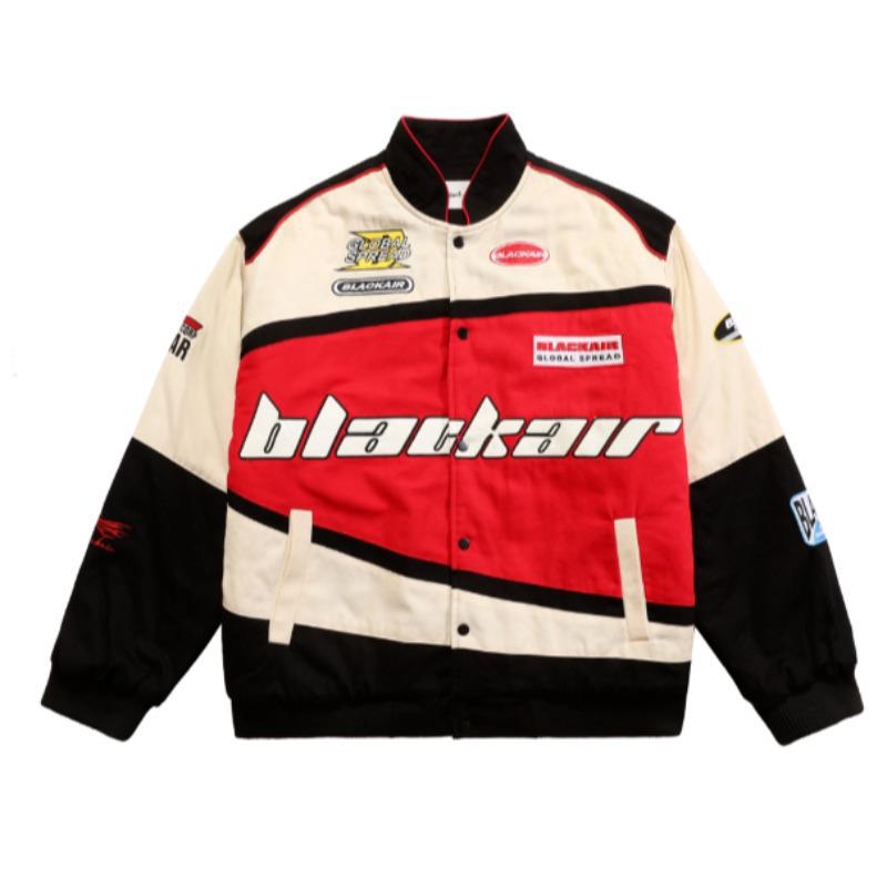 Veste de baseball de moto amovible de style américain rétro - Mode hip-hop polyvalente pour couples