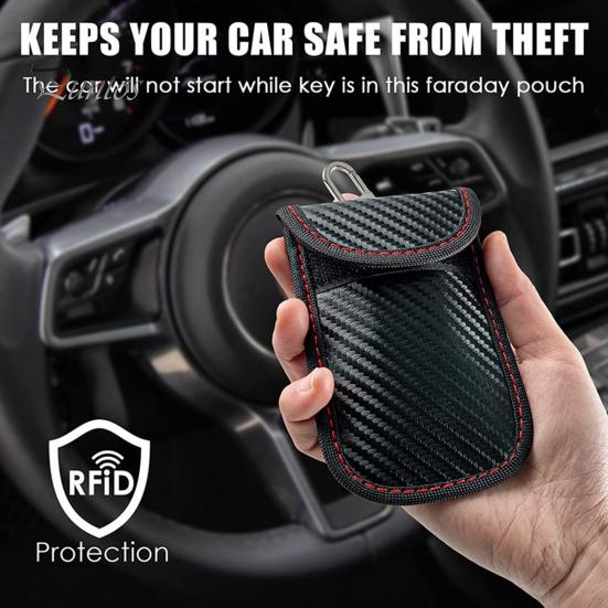 Faraday Key Holder Portable Bag Car Storage Organizer Wear Resistant Anti-Theft Signal Blocking RFID Fob Protector Pouch