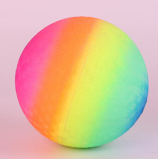 [KaroKak] Rainbow Ball Rubber Ball Playground Ball Dodgeball Kickball Kick Baseball Toy Park Kids Play (Rainbow)