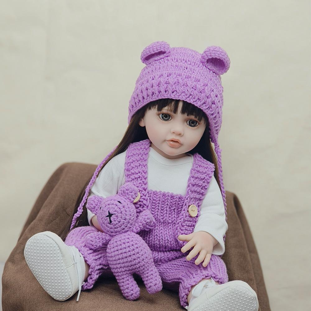 Urocza lalka reborn Betty 55cm pełny silikonowy korpus wodoodporna lalka noworodka ręcznie wklejane długie włosy lalki dziewczynki dla dzieci prezent na urodziny Boże Narodzenie