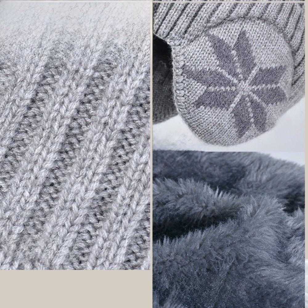 2pcs Coldproof Children Knitted Beanie Earflap Scarf Hat Set Soft Pullover Hat Children