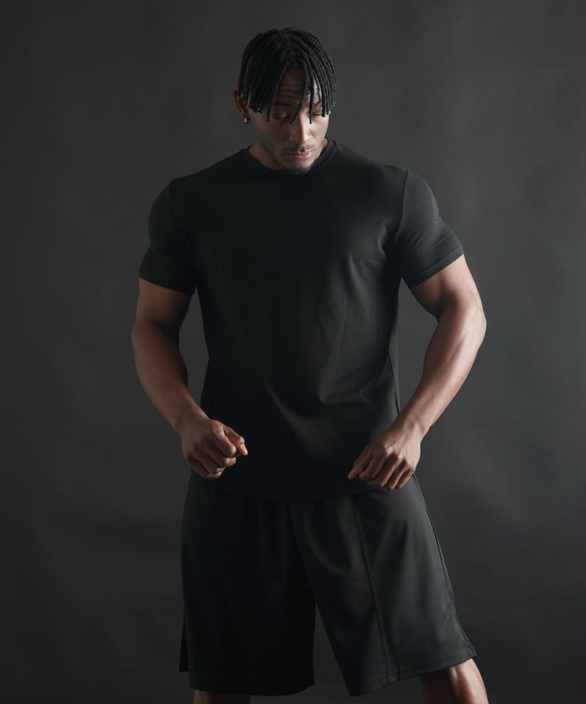 PHERMENON Muscle Fit Plain Modal Short Sleeve T-Shirt [Black]