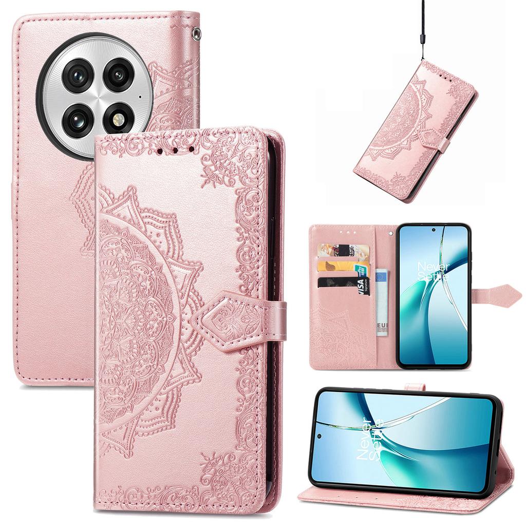 For OnePlus 13 Lommebokdeksel Mandala Blomst Lær Telefondeksel Stativ