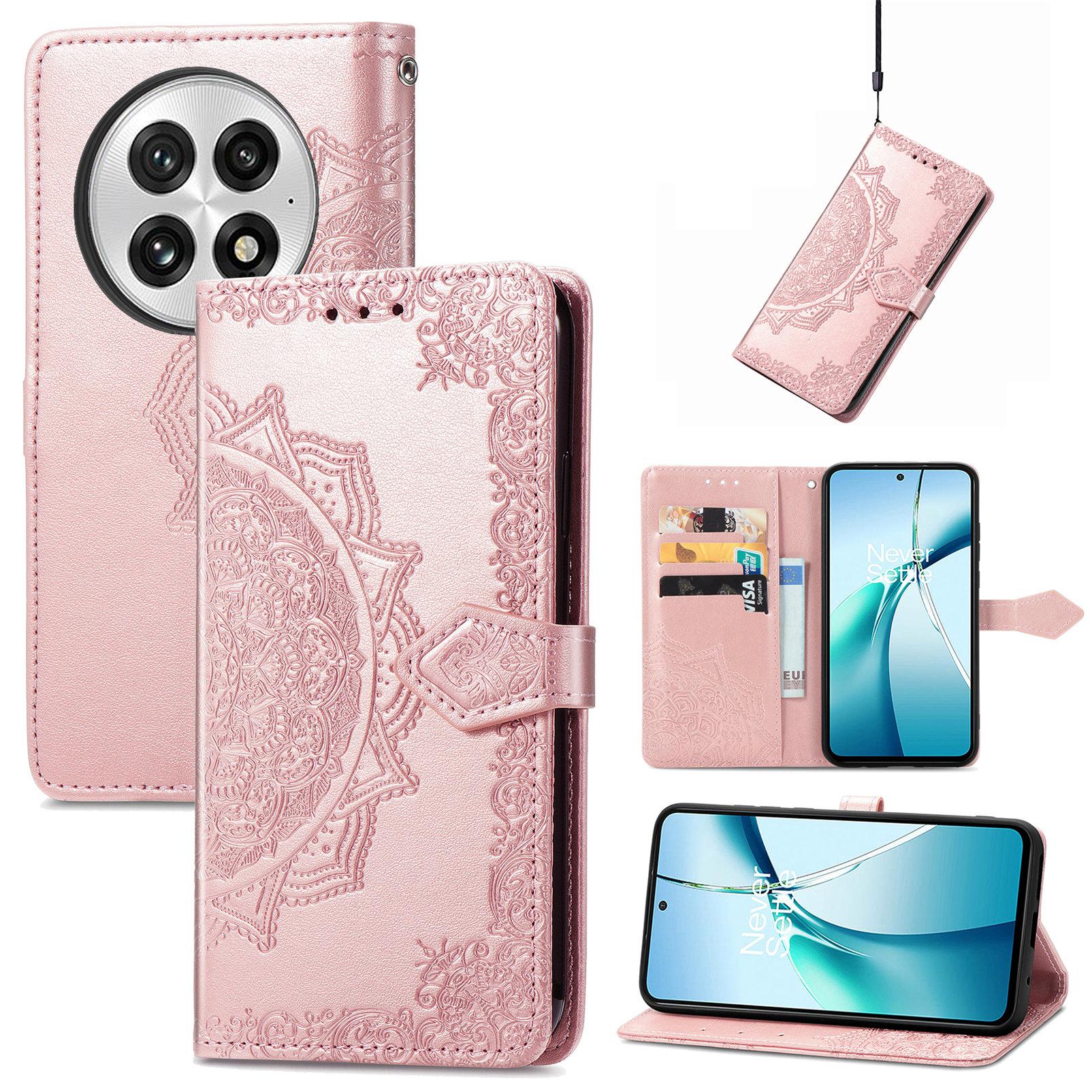 

Для OnePlus 13 Чохол-гаманець Мандала Квітка Шкіряний Чохол для телефону Підставка Rose Gold
