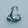 2x Sweet Simple Irregular Green Leaves Couple Ring For Women Lover Silver Open Resizable Ring Romantic Wedding Jewelry