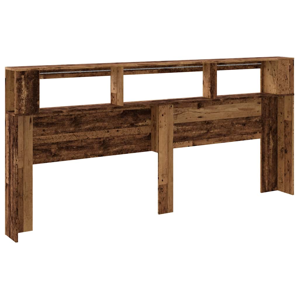 LED Headboard with Rustic Wood Effect 220 x 18.5 x 103.5 cm Engineered Wood