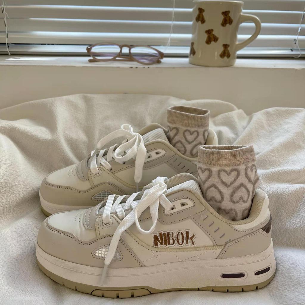Summer milk coffee color thick baseplate shoes female students spring and autumn new retro sports shoes