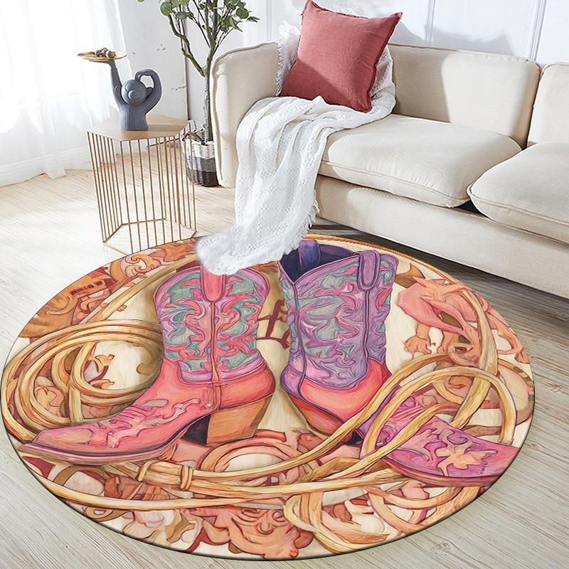 

Cowboy Style pattern round rug,Carpet Rug for Living Room Bedroom Sofa Playroom Decor,Non-slip Floor Mat,Holiday Gifts and Birthday Gifts. 80cmx80cm