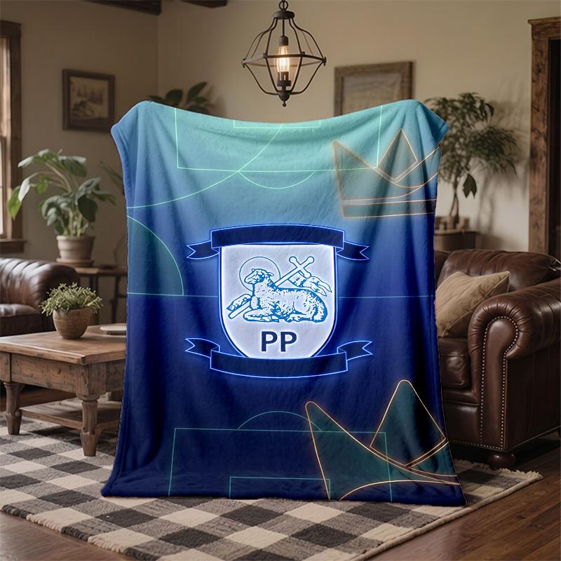 Preston North End Football Print Flannel Blanket Soft Warm Sofa Bed Throw Blanket For Home Office Bedroom