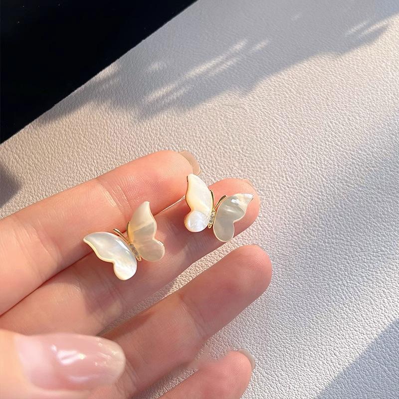 Lengvi prabangūs kriauklių drugelių auskarai moterims, elegantiški paprasti kalnų krištolo auskarai, vakarėlio papuošalai, dovanos