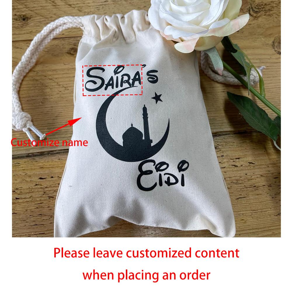 

Personalised Eid Favour Pouches for Eid Money Gifts for Kids Islamic Gifts Muslim Ramadan Kareem Iftar Eid Al-Fitr Decoration 4pcs 13X18cm