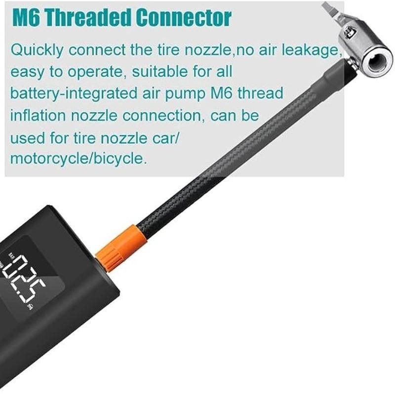 M6 Locking Air Chuck With Air Hose, Standard Tire Valve Fine Thread, Inflation Hose Adapter