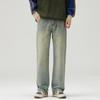 Pantalones Casuales Rectos Sueltos Retro con Aspecto Desgastado de Estilo Americano para Hombre de Primavera y Otoño