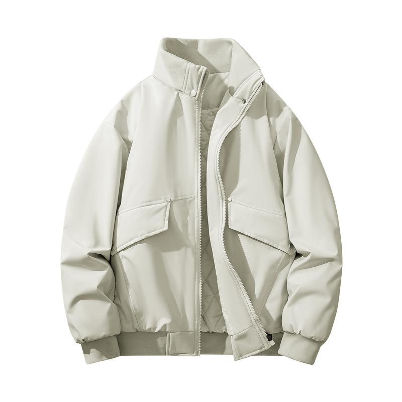 Splicing Color Blocking Thick Warm Cotton Jacket for Men's Winter Clothing, Loose and Comfortable Stand Up Collar, Casual Cold Proof Cotton Jacket