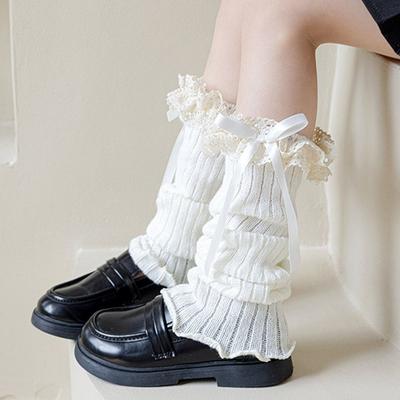 Lace Trim Foot Cover Solid Color Children's Foot Warmer Lolita Style Socks  Winter Season