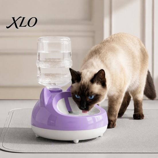 Easy To Clean Cat Water Supply Automatic Dispenser, Auto Refill Pet Feeder, Cute Hygienic Dispenser Ear Design, Bottle Adapter Threaded Bowl for Cats