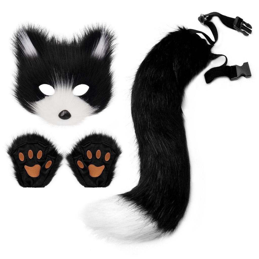 Halloween Costume Plush Fox Tail Cat Ears Orc Mask Gloves Cosplay Cosplay Cosplay Suit