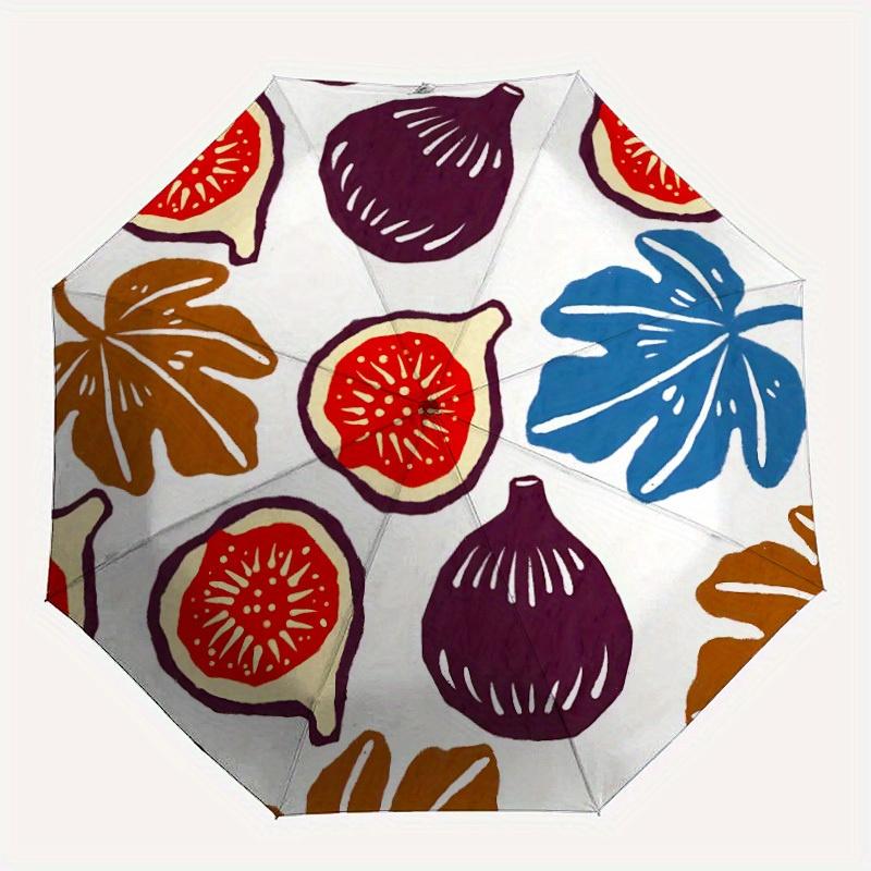1pc Figs Pattern Automatic Open, Sturdy Iron Frame, Compact Folding Design, All-Season Portable Umbrella for Women & Men, Outdoor Umbrella y