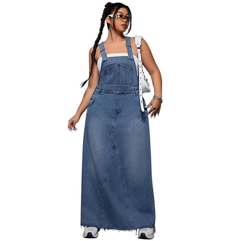 Tuta Nuova in Denim Piccante da Donna Taglie Forti