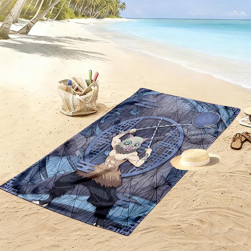 Demon Slayer Print Beach Towel, Large Soft Quick Dry Towel for Beach Camping Swimming