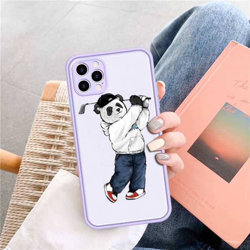 

Милый чехол для телефона Panda для iPhone X XR XS 7 8 Plus 11 12 13 pro MAX 13mini полупрозрачный матовый чехол 14 Pro Max