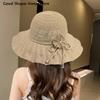 Fashion Casual Wide Brim UV Protection Straw Hat Breathable Beach Cap Bucket Hat Summer Sun Hat