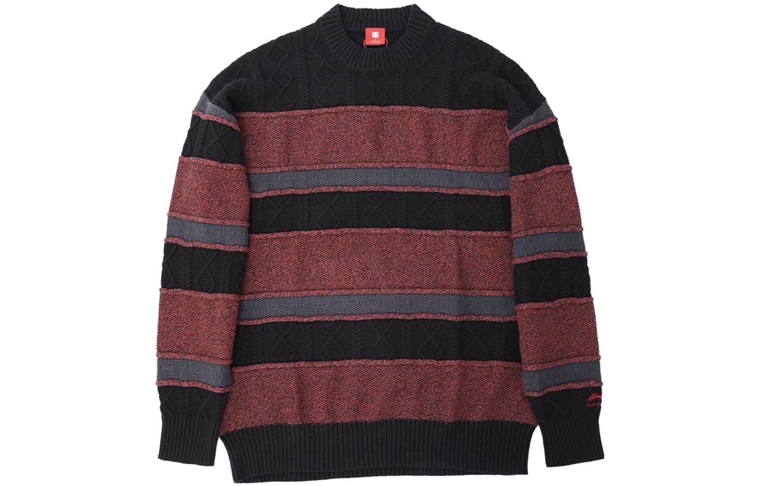 Li Ning Sweaters Men s Black Red Crew Neck Moderate Other AMBR060-5 L