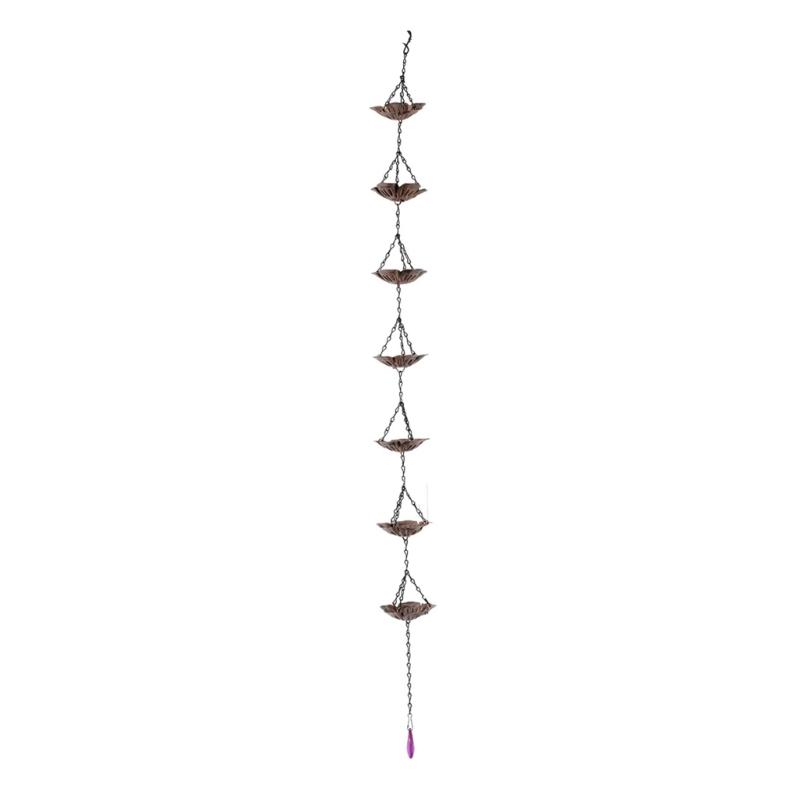 Catena Acqua in Ferro Robusto a Forma di Fiore per Grondaia Tetto Decorativa Funzionale Giardino Esterno Dispersione Acqua Piovana