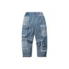 Li Ning Sportliche Mode Serie Musterdruck Kordelzug Bündchen Webjeans Herrenhose Hometown-Blau AJER005-1
