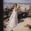 European Women's Loose Pleated Asymmetrical Beach Dress 2024