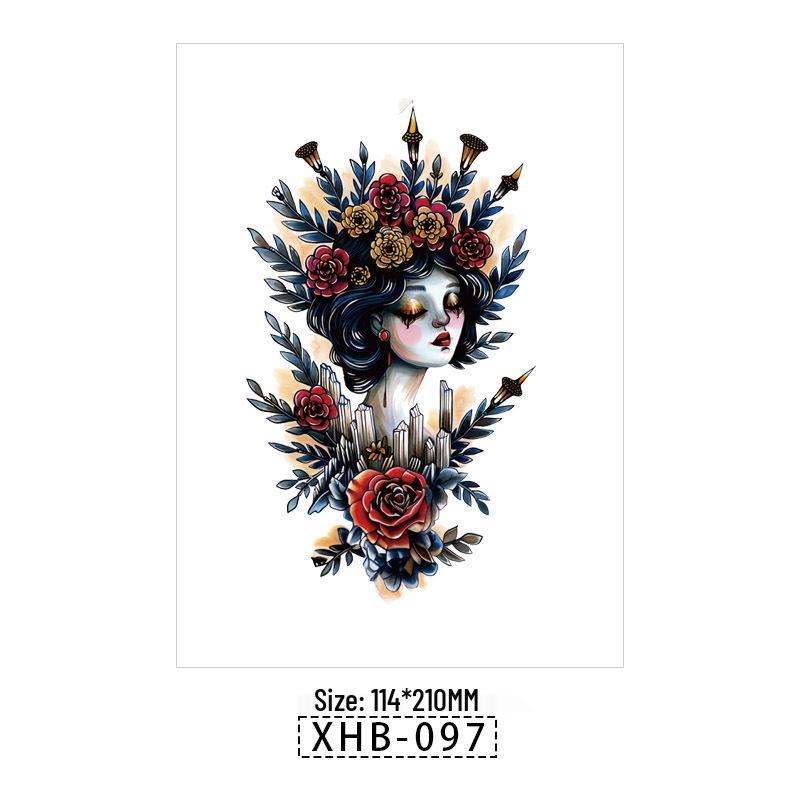 Skull Geisha Sweatproof Tattoo Sticker - Women's Small Full Arm Design