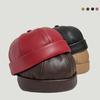 PU Leather Brimless Hat Retro Melon Skin Caps High Quality Docker Cap  Autumn Winter