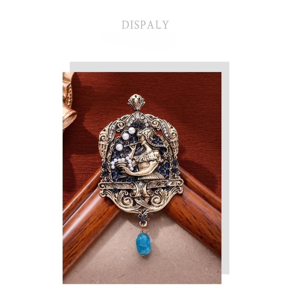 European and American retro court style alloy brooch medieval vintage heavy industry old princess corsage pin jewelry