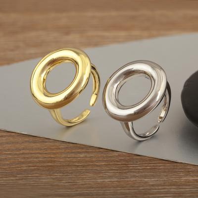Nidin Hot Sale Round Shape Hollow Design Open Rings Adjustable For Female Male Copper Simple Geometric Aesthetic Finger Jewelry