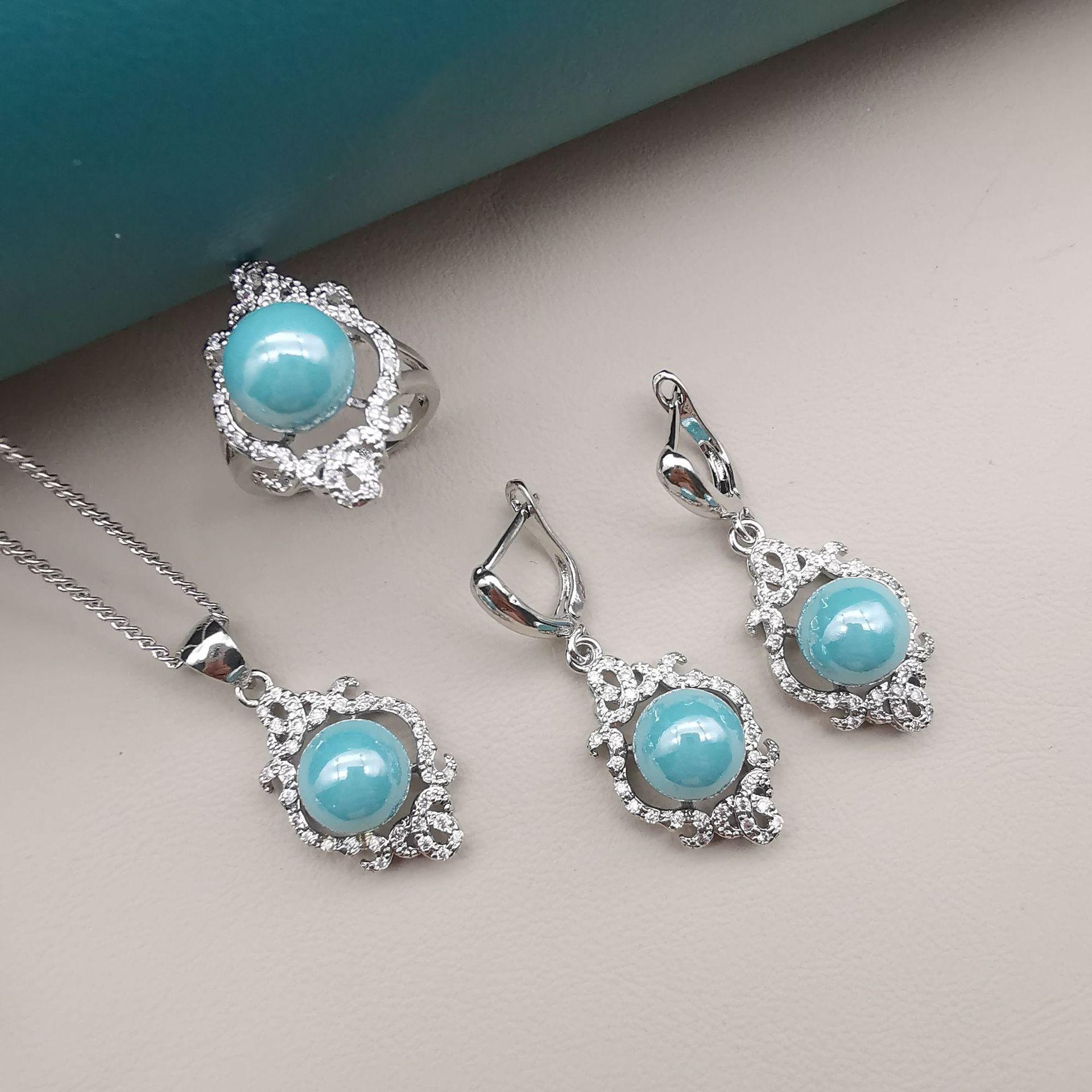 

Элегантный темпераментный комплект ювелирных изделий, нишевый дизайн, модный и универсальный жемчужный комплект, простая цепочка на ключицу ring size 10