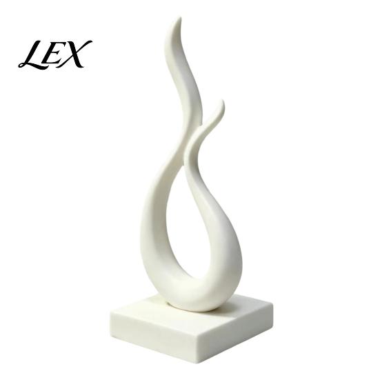 Decorative Office Desk Statues Abstract Flame Sculpture, 3D Printed Modern Minimalist Art Statue with Square Base, Unique Housewarming Gifts