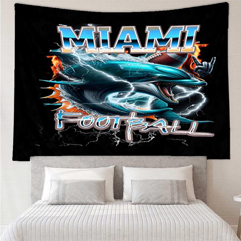 Delfine Team Logo Artwork Schnelltrocknendes Wandteppich zum Aufhängen für Schlafzimmer, Wohnzimmer, Spielzimmer, Dekor Kunstzimmer Wandteppich Feiertags- und Geburtstagsgeschenke