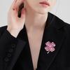 Delicate Pink Lucky Four Leaf Clover Brooches For Women Girls Fashion Lapel Pin Wedding Clothing Decoration Jewelry Gifts