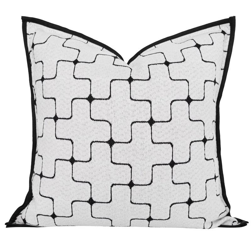 France Fashion Plaid Pillow Covers High Grade Luxury Modern Farmhouse Square Cushion Case for Decor Bench Sofa Couch