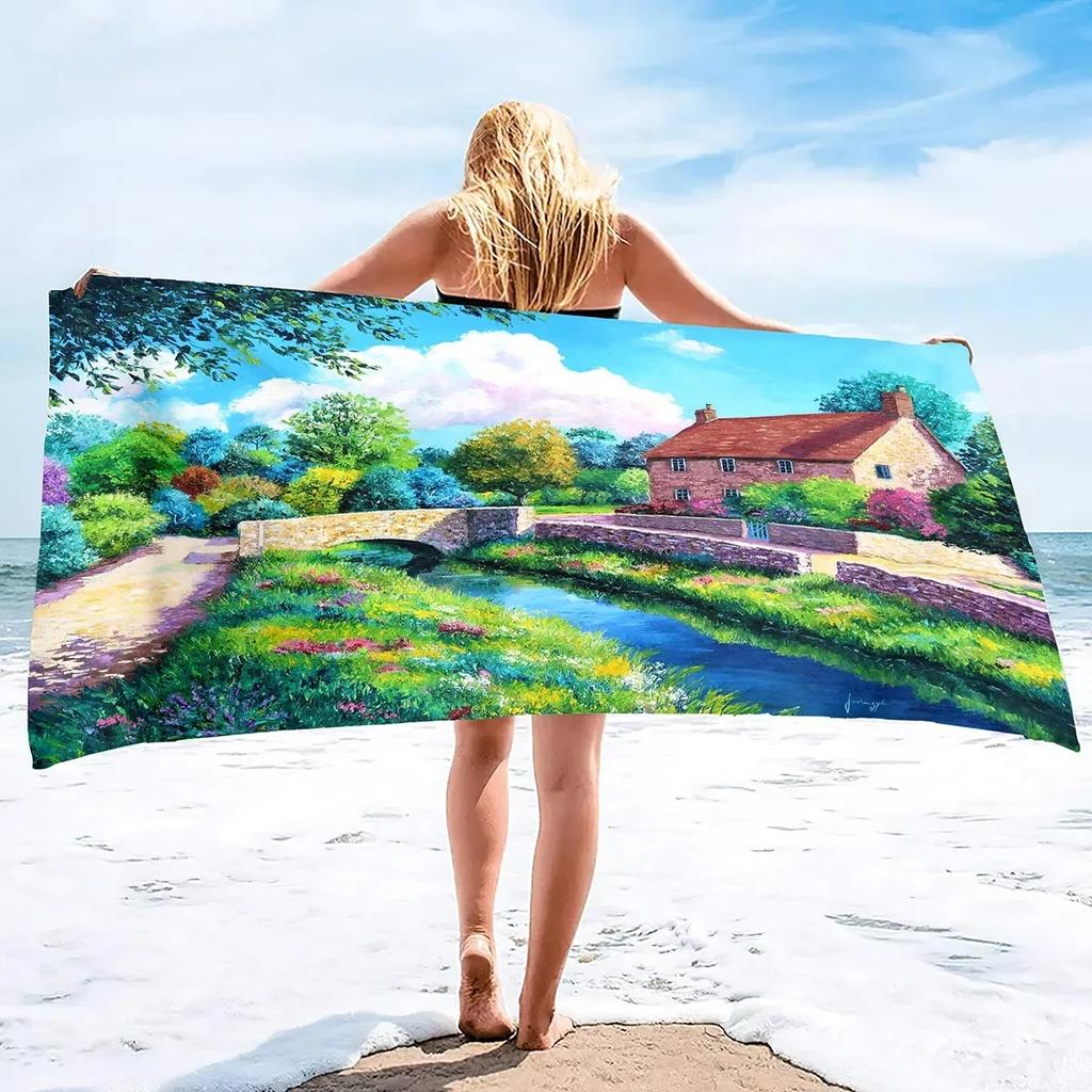 Ölgemälde Frankreich Paris Eiffelturm Strandtuch Hochsaugfähig, Schnelltrocknend, Übergröße Große Strandtücher, Sandfrei, Badetuch
