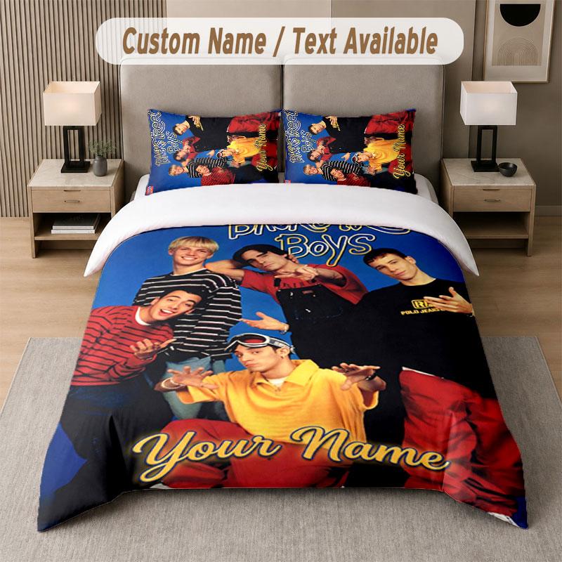 Custom Bedding Set Backstreet Boys Pattern, Print Name Text 1 Duvet Cover Plus 2 Pillowcases Home Textile