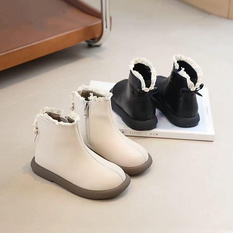 Girls boots winter white princess shoes children's short boots baby girl shoes velvet winter shoes little girl martin boots