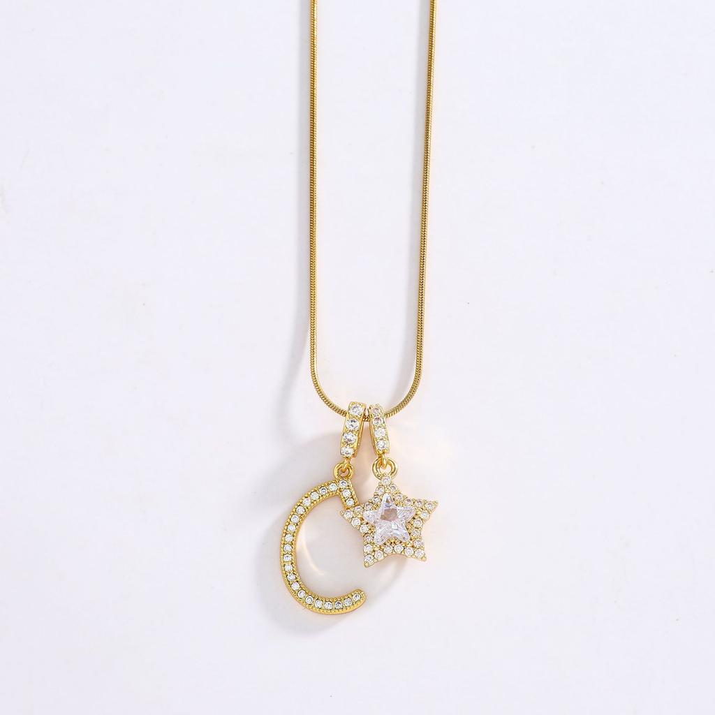 26 Alphabet Pendant Initial Letter Star Necklace Couple Name Jewelry Gifts